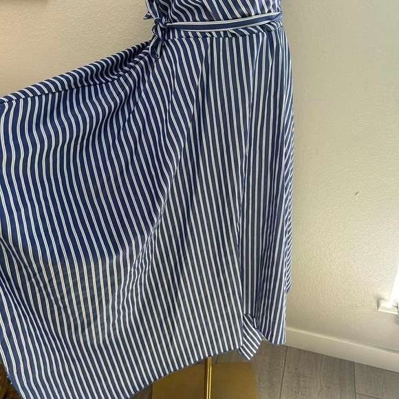 Blue White Striped Wrap Dress Handkerchief Hem - Size XL - Picture 4 of 8